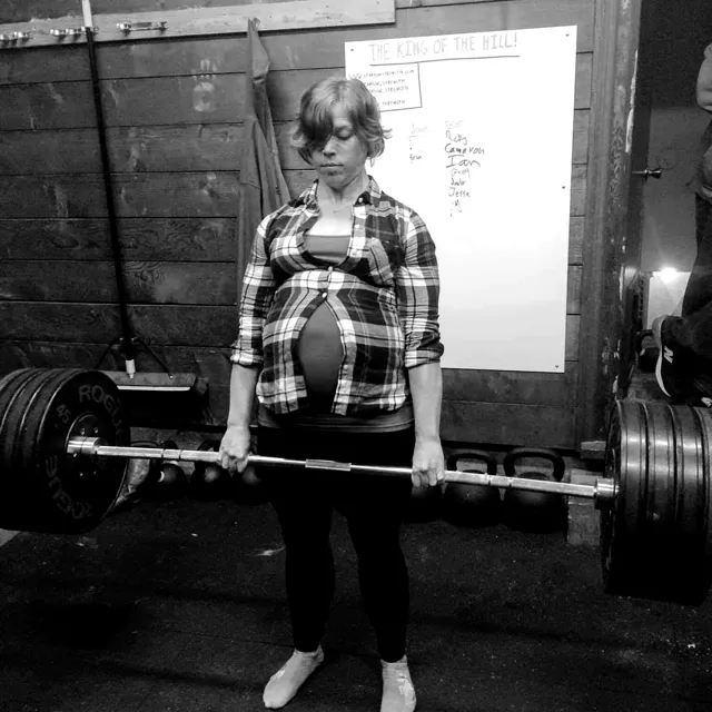 A deadlift during pregnancy