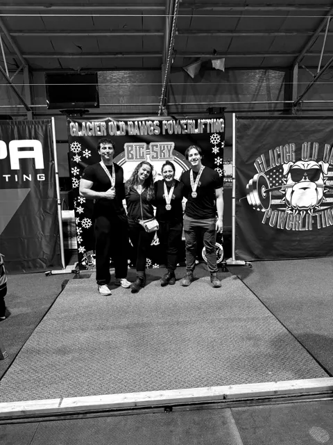 Team photo at a powerlifting meet